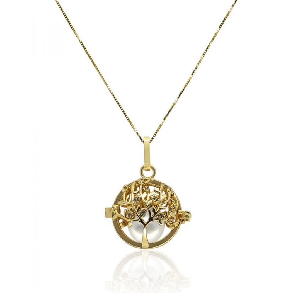 18k Tree of Life Stunning Freshwater Pearl + Diamond Locket Pendant NWOT